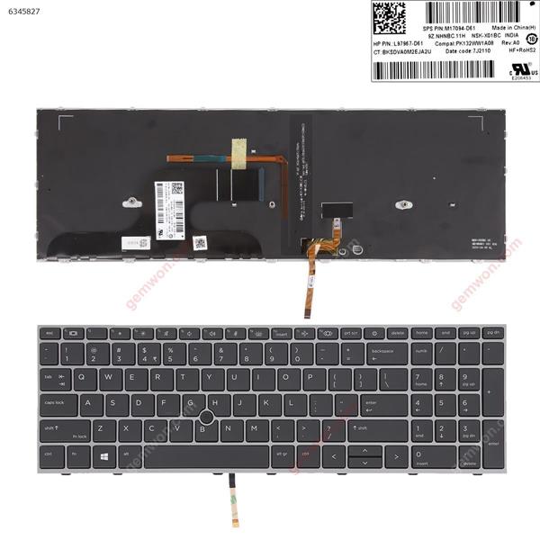  HP ZBOOK fury 15 G7 SILVER Frame BLACK （BACKLIT,with point WIN8） US 7J2060 C2 P/N LK132WW2A00 Laptop Keyboard (Original)