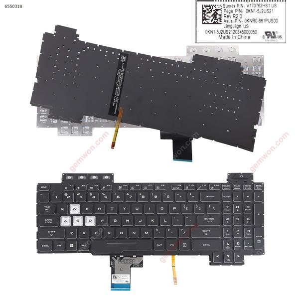 Asus FX505/FX504/FX705/FX80 BLACK ( Backlit, Win8, no frame ”WASD is White“) US V170762HS1 US OKN1-5J2US21 Laptop Keyboard (OEM-B)