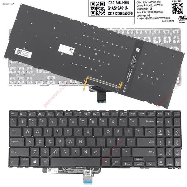 Asus ZenBook Flip 15 OLED UX564  UX564E UX564EH UX564EI UX564PH GRAY (Backlit Win8) US AEUJ8U00010 0KNB0-560LUS00 Laptop Keyboard (Original)