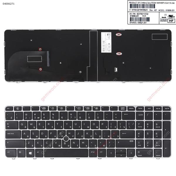 HP EliteBook 755 G3 850 G3 850 G4 ZBook 15u G3 G4 SILVER FRAME BLACK (with point,Without Backlit,Win8) RU N/A Laptop Keyboard ()