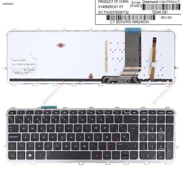 HP ENVY 15-j Series Gray FRAME BLACK( Blacklit , For Win8) SP V140626A P/N 97-Q0001-UK-0C-00R02 Laptop Keyboard (OEM-B)