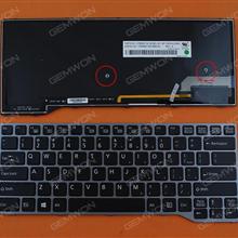Fujitsu Lifebook E733 E744 E734 E743 GRAY FRAME BLACK (Backlit Win8) US N/A Laptop Keyboard (OEM-A)