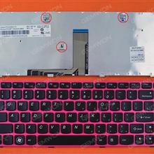 LENOVO Z380 Z480 Z485 G480 G485 PINK FRAME BLACK US 25202175  MP-10A23US-686A Laptop Keyboard (OEM-B)