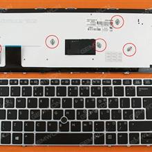 HP EliteBook Folio 9470m SILVER FRAME BLACK (Backlit,Win8) UK N/A Laptop Keyboard (OEM-B)