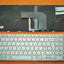 Dell Inspiron 17 7000 Series SILVER FRAME SILVER (Backlit,Win8) UK NSK-LH0BW  9Z.NAVBW.00U Laptop Keyboard (OEM-B)