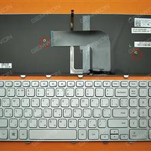 Dell Inspiron 17 7000 Series  SILVER FRAME SILVER (Backlit,Win8) RU 9Z.NAVBW.00R NSK-LH0BW Laptop Keyboard (OEM-B)