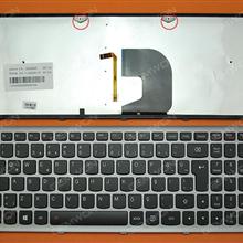LENOVO Z500 SILVER FRAME BLACK(Backlit,For Win8) TR 25206565  V-136520FK1 Laptop Keyboard (OEM-B)