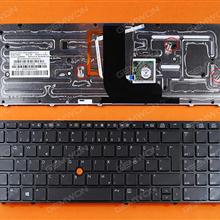HP 8560W 8570W GRAY FRAME GRAY(With Point stick,Backlit,For Win8) GR 9Z.N6GBF,JOG Laptop Keyboard (OEM-B)