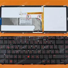 HP DV4-3000 DV4-4000 GLOSSY FRAME BLACK(Red Printing,Backlit ) GR N/A Laptop Keyboard (OEM-B)
