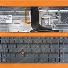 HP 8560W 8570W GRAY FRAME GRAY(Backlit,With Point stick ) BE N/A Laptop Keyboard (OEM-B)