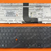 HP 8560W 8570W GRAY FRAME GRAY(With Point stick,For Win8) SP 9Z.N6GPF.H0S Laptop Keyboard (OEM-B)