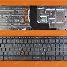 HP 8560W 8570W GRAY FRAME GRAY (Backlit,With Point stick ) FR N/A Laptop Keyboard (OEM-B)