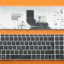 HP ProBook 6560B/EliteBook 8570P 8560P SILVER FRAME BLACK(With Point stick) TR 9Z.N6GUF.20T HX2UF Laptop Keyboard (OEM-B)