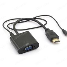 1080P HDMI  Male to VGA Female Video Converter Adapter+3.5mm Audio Cable For PC,black Audio & Video Converter N/A