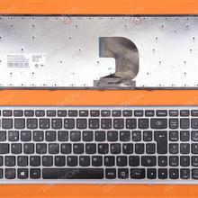 LENOVO Z500 SILVER FRAME BLACK(For Win8) TR T6F1-TUR 25206415 PK130SY1D13 9Z.N8RSC.30T V136520ES1 Laptop Keyboard (OEM-B)