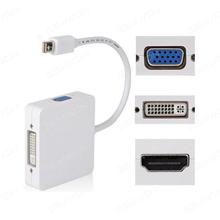 3 In 1 Thunderbolt Mini DP Display Port To HDMI DVI VGA Adapter Cable For MacBook,White Audio & Video Converter N/A
