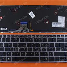 HP EliteBook Folio 1040 G1 SILVER FRAME BLACK (Backlit,Win8) UK MP-13A16B0J442 736933-A41 Laptop Keyboard (OEM-B)