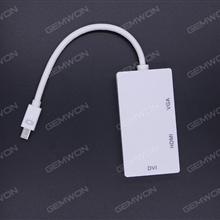 1080P 3 In 1 Mini Displayport DP Thunderbolt To VGA HDMI +DVI Converter Adapter Cable,White Audio & Video Converter N/A