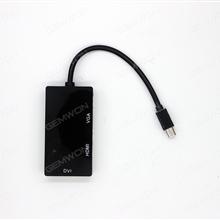 1080P 3 In 1 Mini Displayport DP Thunderbolt To VGA HDMI +DVI Converter Adapter Cable,Black Audio & Video Converter N/A