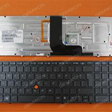 HP 8560W 8570W GRAY FRAME GRAY(Backlit,With Point stick) LA N/A Laptop Keyboard (OEM-B)