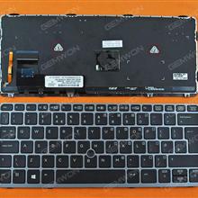 HP EliteBook 820 G1 SILVER FRAME BLACK (Backlit,with point,Win8) UK 762585-031 6037B0099403 Laptop Keyboard (OEM-B)