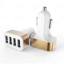 For Universal Mobile Phone 4  USB Port Wall Car Charger Adapter golden Car Appliances OFS-041