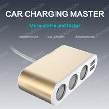 Car Cigarette Lighter 4 LED Socket Adapter 2 USB Charger 12-24V 3 Way Splitter Car Appliances OFS-088