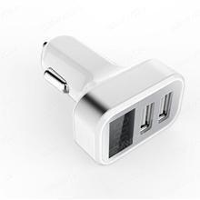 2.1A Dual USB Car Charger Adapter with LED Display Silver Car Appliances OFS-080