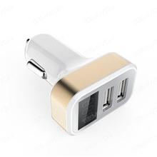 3.1A Dual USB Car Charger Adapter with LED Display golden Car Appliances OFS-080