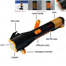 703 Car safety hammer, erproof Rechargeable Crank Flashlight with Window Breaker, Seatbelt Cutter, Compass, USB Cell Phone Charger, Safety hammer, and Red Light Flasher Other 703 CAR SAFETY HAMMER