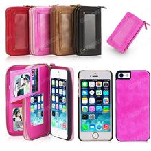 iPhone 5S case, iPhone 5S case wallet leather protective shell zip portable wallet, Rose red, Red, Brown, Black Case IPHONE 5S CASE WALLET