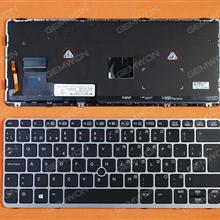 HP EliteBook 820 G1 SILVER FRAME BLACK (Backlit,with point,Win8) SP 735502-001 730541-001 Laptop Keyboard (OEM-B)