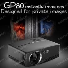 LED projector,  1800Lumens Multimedia Home Cinema Theater Movie Video Games Projector Support 1080p HDMI USB SD AV VGA Input 。projection distance 1.2-5.5 meter  。  black Projector GP80