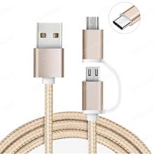 2 in 1 Nylon USB data cable for Micro-B + Type-C ... device, charging and data transfer (support for fast charging mode) Length：1m Charger & Data Cable N/A