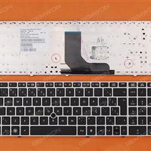 HP ProBook 6560B/EliteBook 8570P 8560P  SILVER FRAME BLACK(With Point stick) BR N/A Laptop Keyboard (OEM-B)