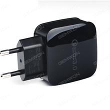 Intelligent charger,QC 3.0. 1USB ，EU BLACK, Charger & Data Cable N.A