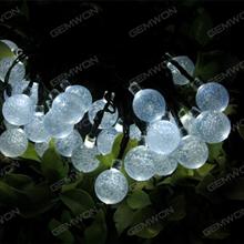 Solar LED lights string, 30 lights, 6 meters bubble ball modeling, outdoor decorative lights, courtyard, Christmas lights，white LED String Light BUBBLE WATERPROOF DECORATIVE LAMP