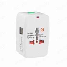 Travel universal adaptor,4 in 1 charger，EU , UK, US, AU, 2USB ， 6A,100-240V. 1000MA MAX.5V dc. WHITE Charger & Data Cable N/A