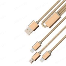 3 In 1 Nylon USB data cable for Micro-B+iPhone 5 5S 6 6S ... device, charging and data transfer (support for fast charging mode) Length：1m Charger & Data Cable N/A