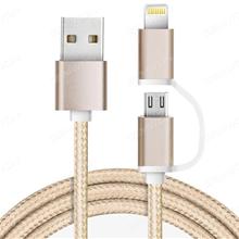 Nylon USB data cable for Micro-B+iPhone 5 5S 6 6S ... device, charging and data transfer (support for fast charging mode) Length：1m Charger & Data Cable N/A