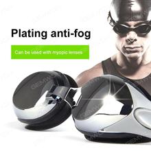 Special Adjustable Anti-Fog  Myopic Swimming Goggle Glasses + Silicone Ear Plug Bright black Glasses OB9300
