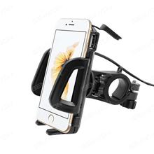 mobile phone stents holder for a motorcycle ，adjustable ，charging，1 USB，black。 Mobile Phone Mounts & Stands UCH-01EM
