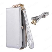 iPhone 6 Multifunctional wallet for mobile phone case, Fashion mobile phone protective cover lifting rope shoulder bag, Silver Case iPhone 6 Multifunctional wallet for mobile phone case