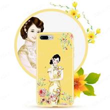 Iphone 7 plus Oriental beauty pattern phone shell yellow Case iPhone 7 plus