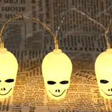 LED skull headlights string Halloween decorations（WSJDC）section 4.5 V 3 battery (customizable plug-in)there are three switches 2 meters and 20 skulls  warm white Decorative light WSJDC