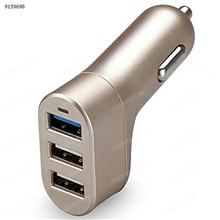 5V / 5.1A. 3USB Fast Car Charger Adapter For Cellphone iPhone 5/6/7 Plus Samsung，gold Car Appliances XBX-017A