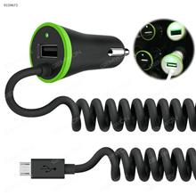 Car Charger 2.4A,IPhone7 cable interface line with 1 USB port, Fixed Spring Wire Cable for iPhone 6, 6S, iPhone 5, 5S, iPhone 4, 4S, iPad，black Car Appliances XBX-015A