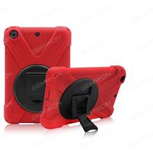 Safe Proof Screen Protector Cover Case for Apple IPad mini1/2/3, stand/ back/hand with 3 in 1,Red Case IPAD MINI1/2/3