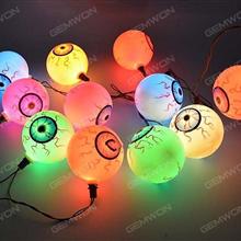 LED solar ghost eye light string（WSJYZ） Halloween Decoration Lights ，for all kinds of outdoor places,4,8 meters long 20 eyes Color light LED String Light WSJYZ
