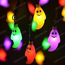 Halloween LED light ghost light string（TYNYL）for all kinds of outdoor places.solar charging, with both bright and flashing modes,5.8 meters long, 30 ghost Color light LED String Light TYNYL